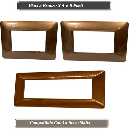 Placchetta per interruttore a 3 4 6 posti bronzo cassetta 503 compatibile con btcino matix supporto cover - enzoled