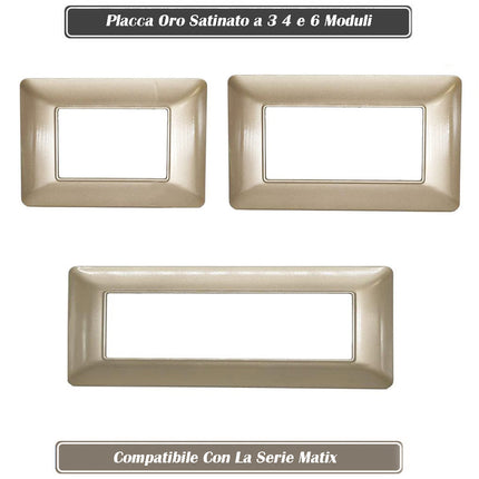 Placchetta per interruttore a 3 4 6 posti oro satinato cassetta 503 compatibile con btcino matix supporto cover - enzoled
