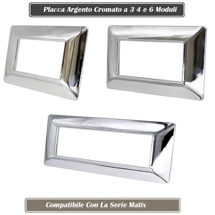 Placchetta per interruttore a 3 4 7 posti argento cassetta 503 compatibile con btcino matix supporto cover - enzoled