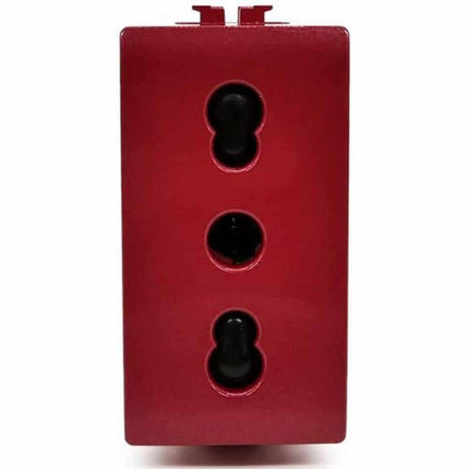 Presa bipasso bivalente 10-16A rossa compatibile con matix presa elettrica a muro spina - enzoled