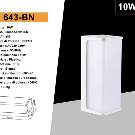 APPLIQUE ESTERNO/BIANCO/10W/4000K - enzoled