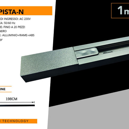 Binario elettrico monofase per faretto led staffa portalampada supporto fari asta da faro 1 metro enzoled