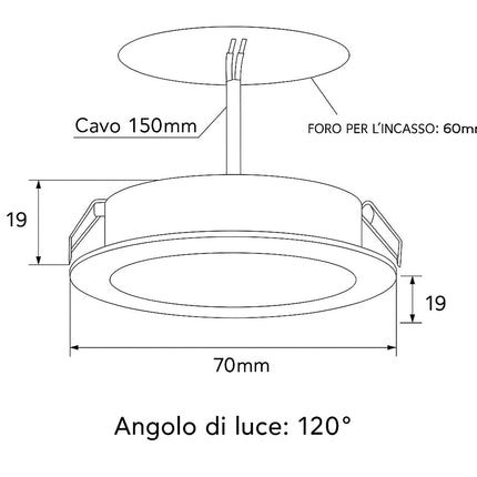 Faretto incasso 3W x cappa mensola armadio luce fredda calda naturale enzoled