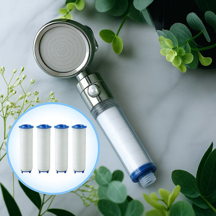 Soffione doccia con filtro anticalcare 3 getti d'acqua tasto ON/OFF enzoled