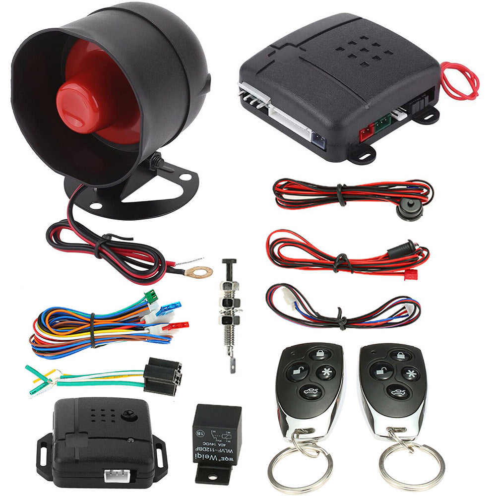 Sistema di allarme per auto antifurto di sicurezza universale con sirena da 15 watt 2 telecomandi - enzoled