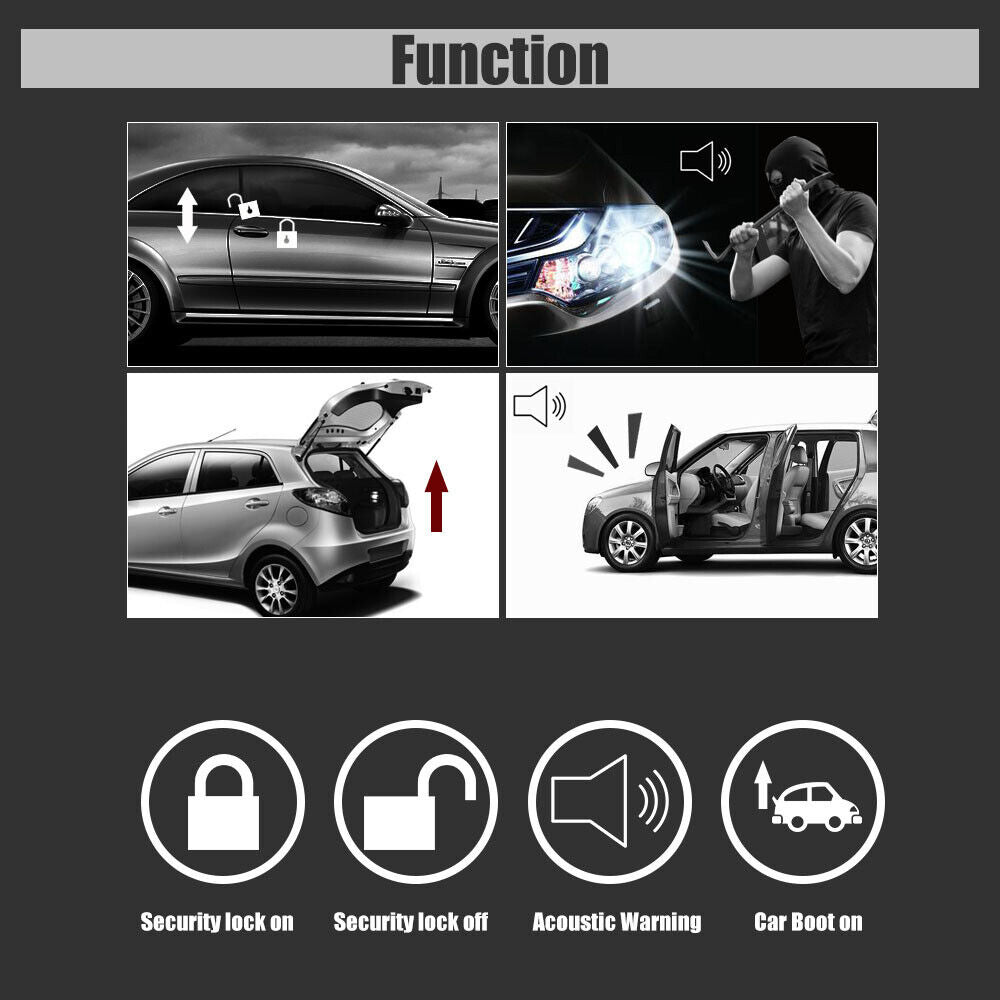 Sistema di allarme per auto antifurto di sicurezza universale con sirena da 15 watt 2 telecomandi - enzoled
