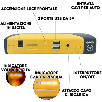 Avviatore d’emergenza per batteria di auto moto barche ricercatore power bank portatile in valigetta - enzoled