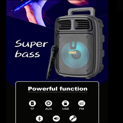 Cassa Karaoke bluetooth ricaricabile con microfono speaker con luci radio FM ingresso aux usb tg - enzoled