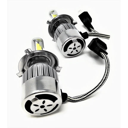 Lampadine led cob fari per auto H4 luce bianca fredda 6000k 12 volt 24 volt luce 360°coppia lampade di ricambio - enzoled