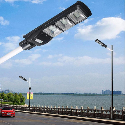 Faro 150 led con pannello solare 90 watt armatura stradale con sensore di movimento crepuscolare telecomando IP65 palo in omaggio - enzoled