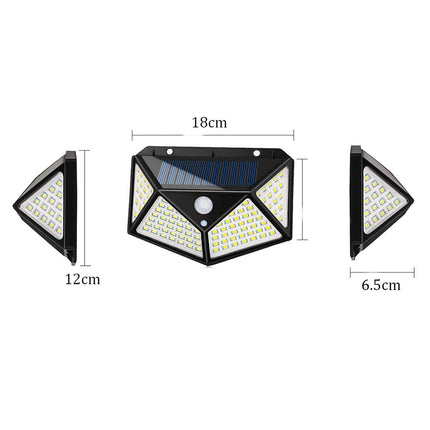 Kit 3 faretti solari da esterno applique 114 led con sensore di movimento 3 modalità di luce Ip65 - enzoled
