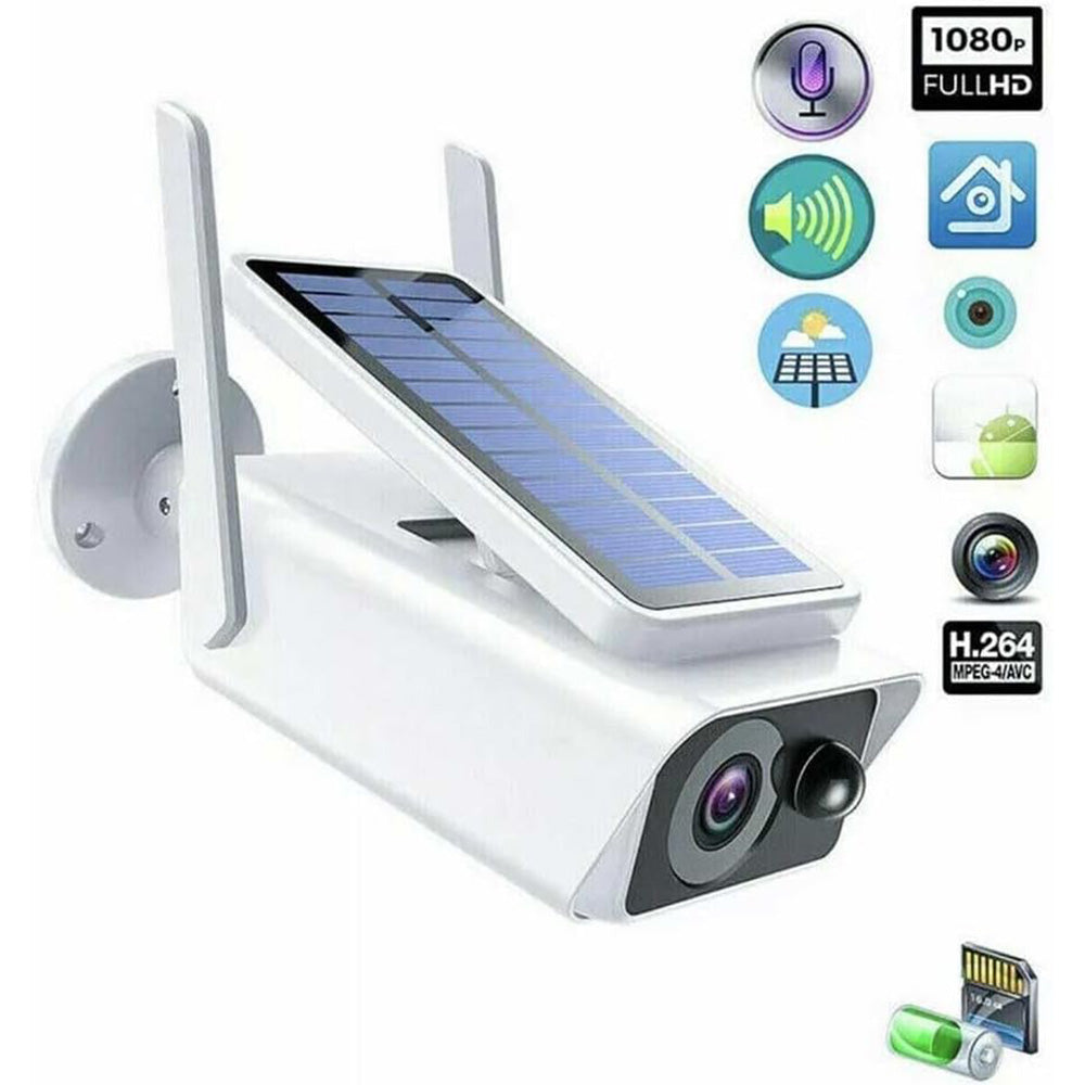 Telecamera Wifi Hd 1080p 2mpx videocamera wireless ricaricabile con pannello solare visione notturna controllo da app smartphone IP66 moscion detector - enzoled