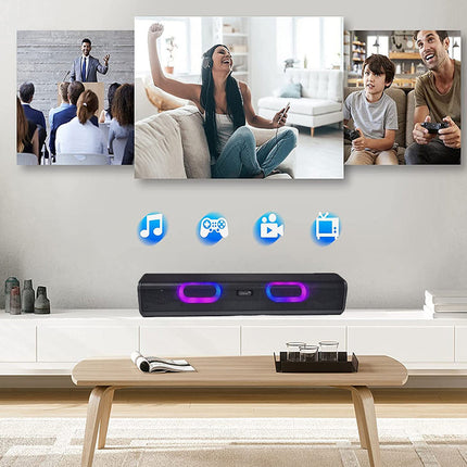 Cassa speaker bluetooth 5.0 ricaricabile soundbar con luci led rgb ingresso aux usb sd - enzoled