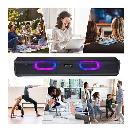 Cassa speaker bluetooth 5.0 ricaricabile soundbar con luci led rgb ingresso aux usb sd - enzoled