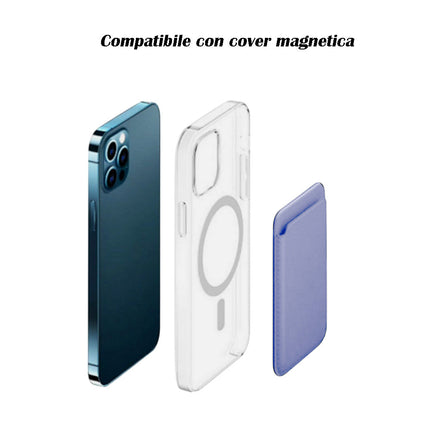 Porta carta di credito  in ecopelle magnetico compatibile per cellulare iPhone e cover portacarte calamitato - enzoled