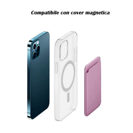 Porta carta di credito  in ecopelle magnetico compatibile per cellulare iPhone e cover portacarte calamitato - enzoled