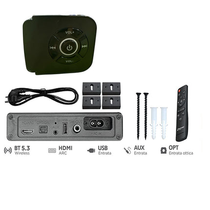 Soundbar con subwoofer per tv bluetooth 240 watt 2.1CH ingresso ottico sistema audio surround con telecomando - enzoled