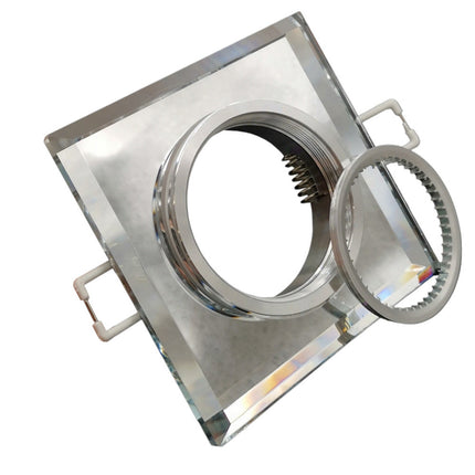 Portafaretto a incasso quadrato in vetro effetto specchio porta faretto per controsoffittatura illuminazione luce foro 60 mm - enzoled