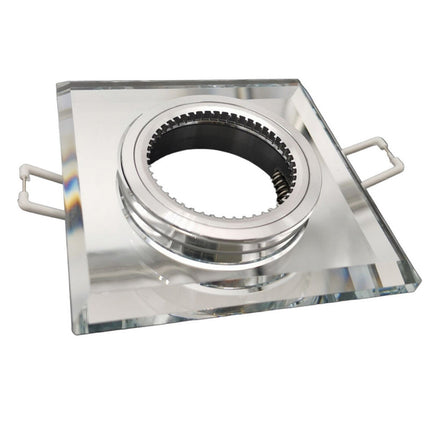 Portafaretto a incasso quadrato in vetro effetto specchio porta faretto per controsoffittatura illuminazione luce foro 60 mm - enzoled