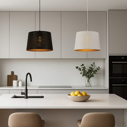 Lampadario minimal a sospensione in metallo attacco E27 bianco o nero