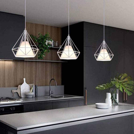 Lampadario da soffitto pendente a sospensione a forma di diamante con portalampada E27 - enzoled