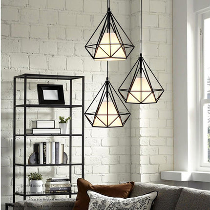 Lampadario da soffitto pendente a sospensione a forma di diamante con portalampada E27 - enzoled