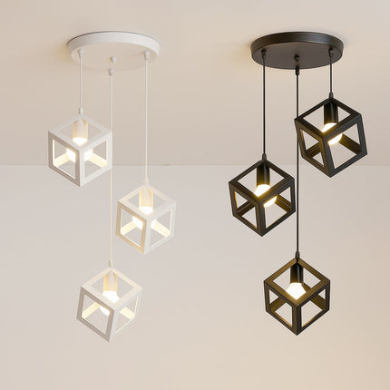Lampadario a sospensione con 3 cubi 3d stile geometrico attacco E27
