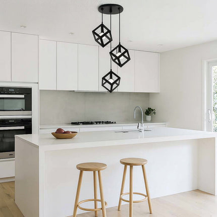 Lampadario a sospensione con 3 cubi 3d stile geometrico attacco E27