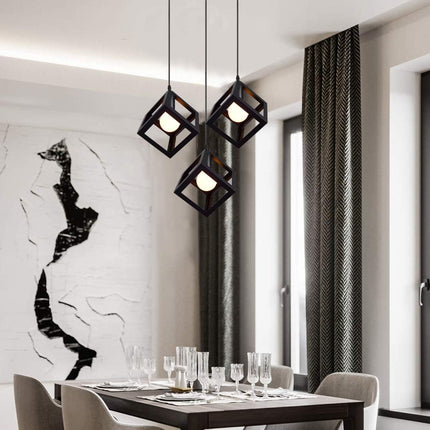 Lampadario a sospensione con 3 cubi 3d stile geometrico attacco E27