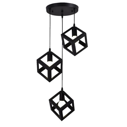 Lampadario a sospensione con 3 cubi 3d stile geometrico attacco E27