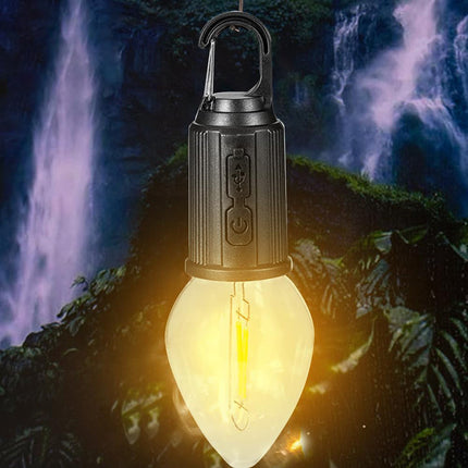 Lampadina a led a filamento ricaricabile 3 modalità di luce con moschettone gancio per campeggio - enzoled