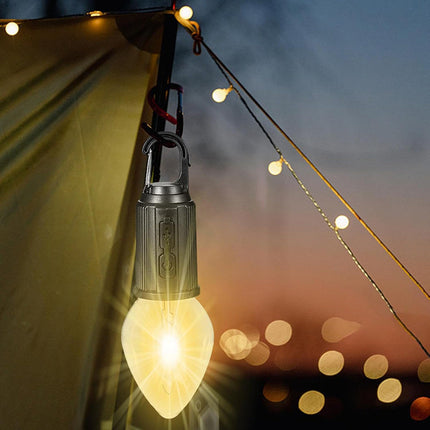 Lampadina a led a filamento ricaricabile 3 modalità di luce con moschettone gancio per campeggio - enzoled