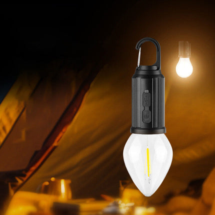 Lampadina a led a filamento ricaricabile 3 modalità di luce con moschettone gancio per campeggio - enzoled