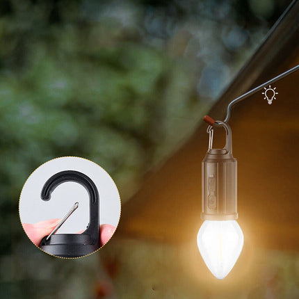 Lampadina a led a filamento ricaricabile 3 modalità di luce con moschettone gancio per campeggio - enzoled