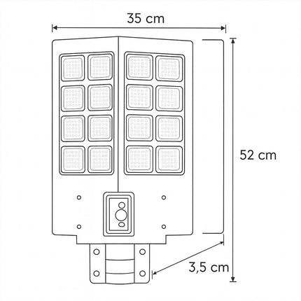 Lampione faro pannello solare 1600W con palo sensore di passaggio IP66