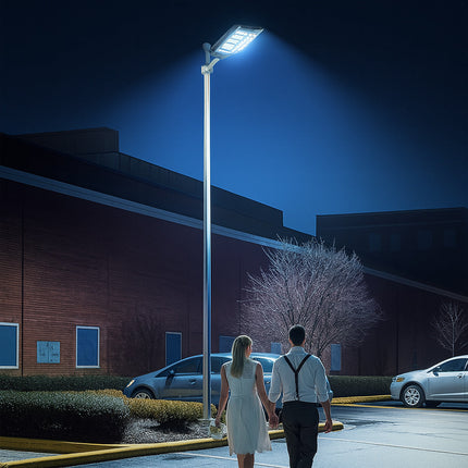 Lampione faro pannello solare 1600W con palo sensore di passaggio IP66