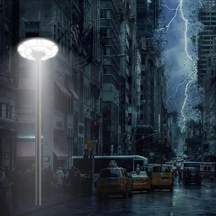 Lampione ufo stradale 360¡ã 2000 watt faro con pannello solare con sensore di movimento e crepuscolare IP65 doppia istallazione - enzoled