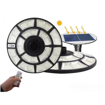 Lampione ufo stradale 360¡ã 2000 watt faro con pannello solare con sensore di movimento e crepuscolare IP65 doppia istallazione - enzoled