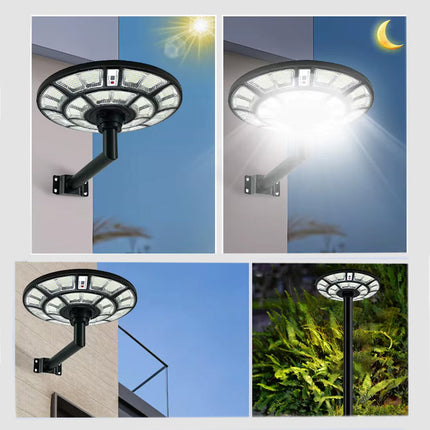 Lampione ufo stradale 360¡ã 2000 watt faro con pannello solare con sensore di movimento e crepuscolare IP65 doppia istallazione - enzoled