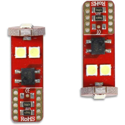 Luci di posizione a led 6 led SMD 2 lampadine auto Canbus luci targa fari Luce Fredda 6000K 6 watt alimentazione 12V attacco T10 - enzoled