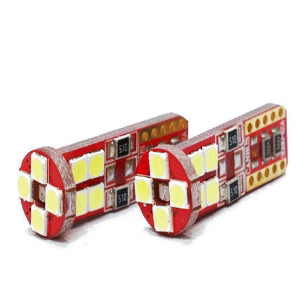 Luci di posizione a led 12 led SMD 2 lampadine auto Canbus luci targa fari luce fredda 6000K 12 watt alimentazione 12V attacco T10 - enzoled