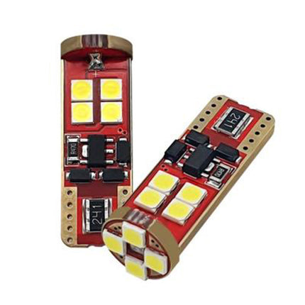 Luci di posizione a led 12 led SMD 2 lampadine auto Canbus luci targa fari luce fredda 6000K 12 watt alimentazione 12V attacco T10 - enzoled