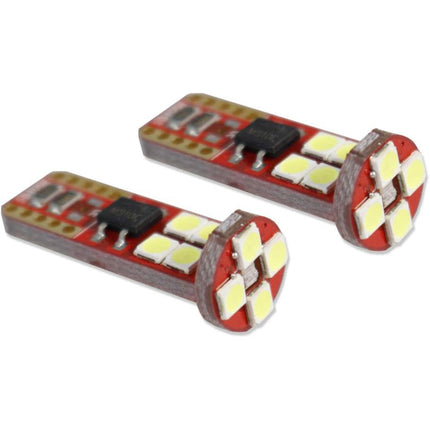 Luci di posizione a led 12 led SMD 2 lampadine auto Canbus luci targa fari luce fredda 6000K 12 watt alimentazione 12V attacco T10 - enzoled