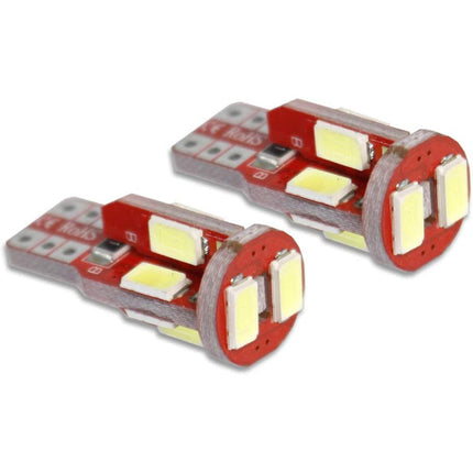 Luci di posizione a led 10 led SMD 2 lampadine auto Canbus luci targa fari Luce Fredda 6000K 3 watt alimentazione 12V attacco T10 - enzoled