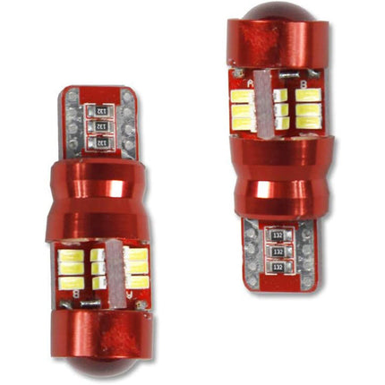 Luci di posizione a led 27 led SMD 2 lampadine auto Canbus luci targa fari Luce Fredda 6000K 8 watt alimentazione 12V attacco T10 - enzoled