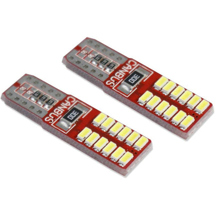 Luci di posizione a led 24 led SMD 2 lampadine auto Canbus luci targa fari Luce Fredda 6000K 5 watt alimentazione 12V attacco T10 - enzoled