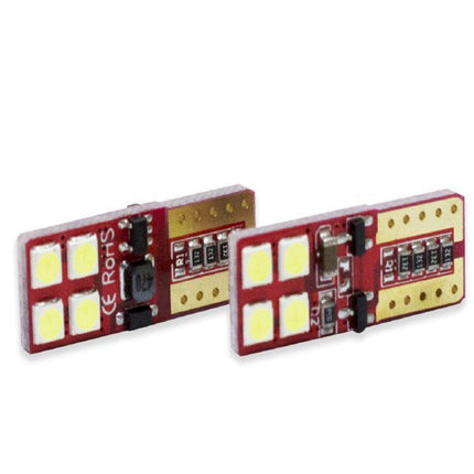 Luci di posizione a led 8 led SMD 2 lampadine auto Canbus luci targa fari Luce Fredda 6000K 8 watt alimentazione 12V attacco T10 - enzoled