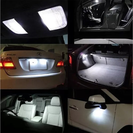 Luci di posizione a led 9 led SMD 2 lampadine auto Canbus luci targa fari Luce Fredda 6000K 9 watt alimentazione 12V attacco T10 - enzoled