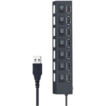 Hub usb 2.0 7 porte moltiplicatore sdoppiatore per pc notebook 7 uscite con interruttori on/off e luci led - enzoled