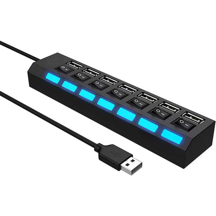 Hub usb 2.0 7 porte moltiplicatore sdoppiatore per pc notebook 7 uscite con interruttori on/off e luci led - enzoled